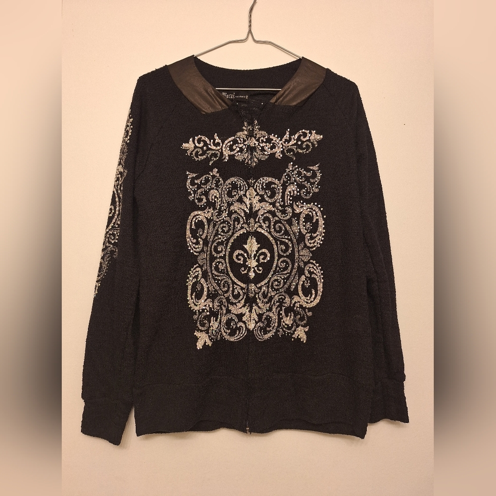 Black Embellished Jacket with Silver Accents